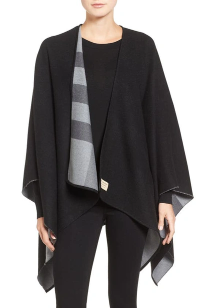 Shop Burberry Reversible Merino Wool Cape In Charcoal
