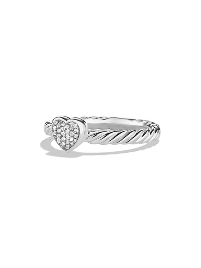 Shop David Yurman Women's Cable Collectibles Heart Ring With Diamonds