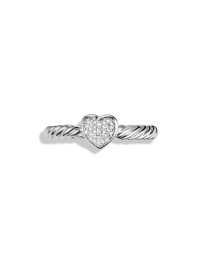 Shop David Yurman Women's Cable Collectibles Heart Ring With Diamonds