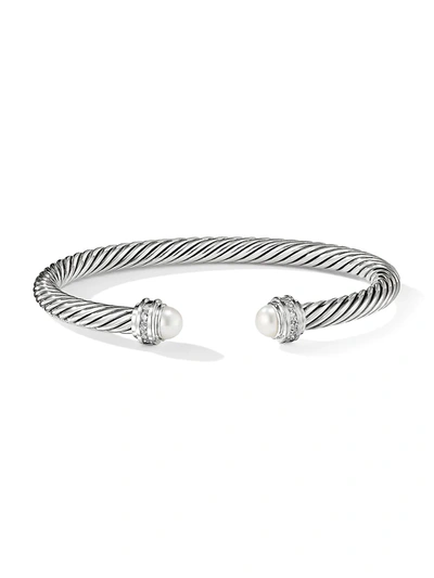 Shop David Yurman Women's Cable Classics Bracelet With Pearls & Diamonds