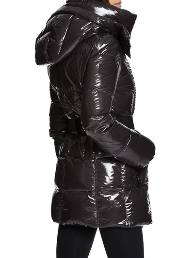 Shop Sam Women's Soho Belted Nylon Down Mid-length Jacket In Smoke