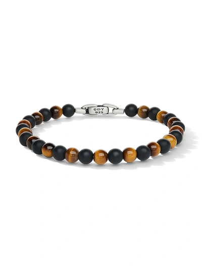 Shop David Yurman Men's Spiritual Beads Sterling Silver, Onyx & Tiger's Eye Bracelet