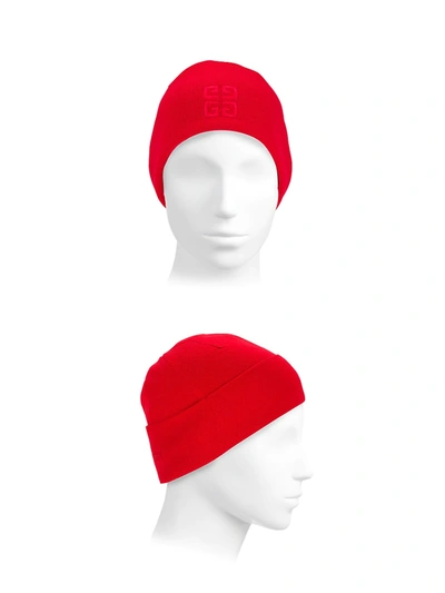 Shop Givenchy 4g Wool Beanie In Red