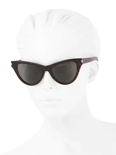 Shop Saint Laurent Women's 54mm Cat Eye Sunglasses In Havana