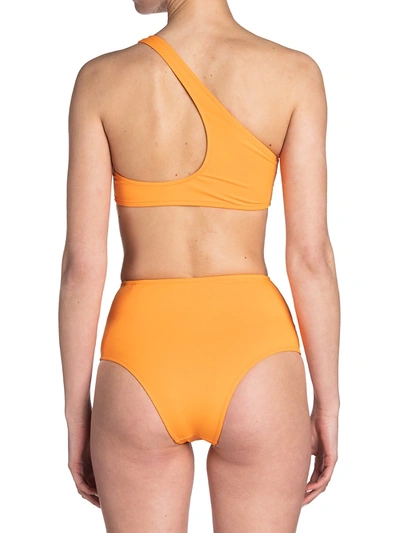 Shop Off-white Women's Main Logo One-shoulder Bikini Set In Orange White