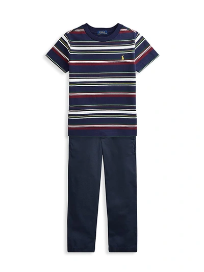 Shop Ralph Lauren Little Boy's & Boy's Flat Front Pants In Navy