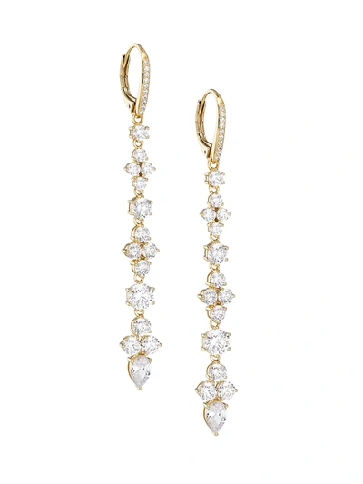 Shop Adriana Orsini Stunner 18k Goldplated & Cubic Zirconia Linear Drop Earrings