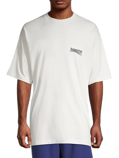 Balenciaga Campaign Logo Large Fit Cotton Crewneck T-shirt In Blue |  ModeSens