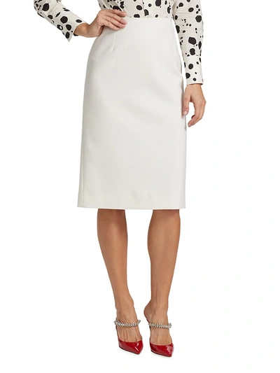 Shop Carolina Herrera Wool-blend Pencil Skirt In Ivory