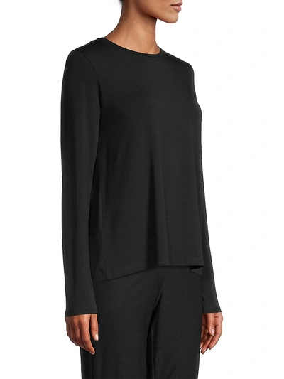 Shop Eileen Fisher Women's Crewneck Long-sleeve Top In Black