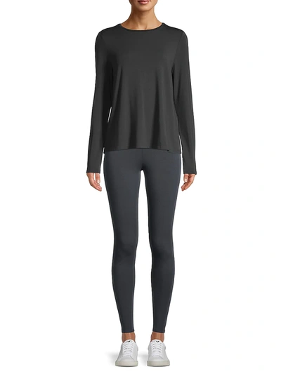 Shop Eileen Fisher Women's Crewneck Long-sleeve Top In Black