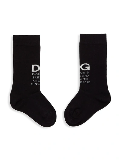 Shop Dolce & Gabbana Little Kid's & Kid's Logo Crew Socks In Black
