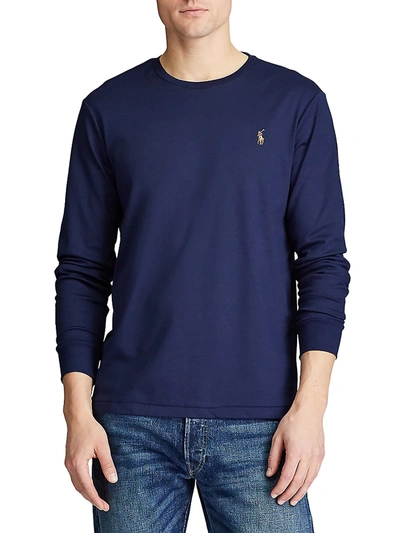 Shop Polo Ralph Lauren Men's Slim-fit Long-sleeve T-shirt In French Navy