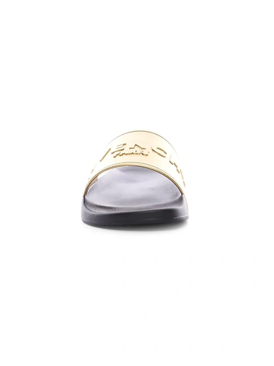 Shop Givenchy Logo Slide Sandals In Black Gold