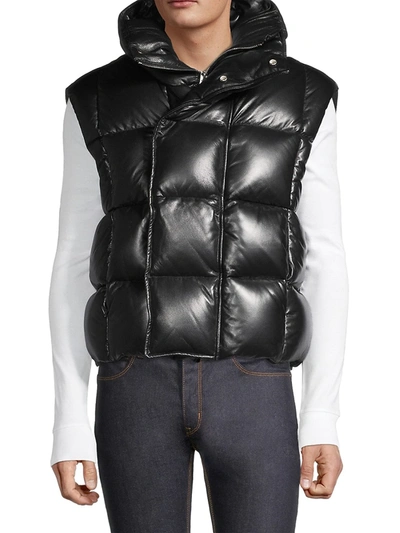 Shop Givenchy Men's Quilted Leather Puffer Vest In Black