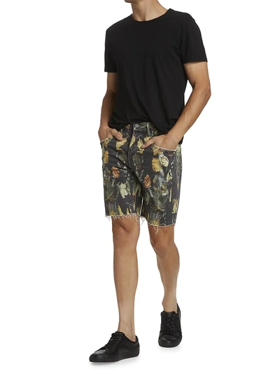Shop Purple Brand Men's Camo Five-pocket Denim Shorts In Black Drip