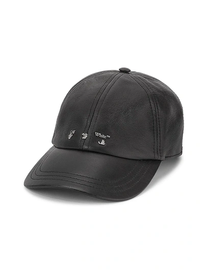 Shop Off-white Leather Baseball Cap In Black