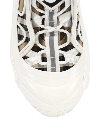 Shop Burberry Women's Arthur Vintage Checked Cotton & Leather Low-top Sneakers In Archive Beige