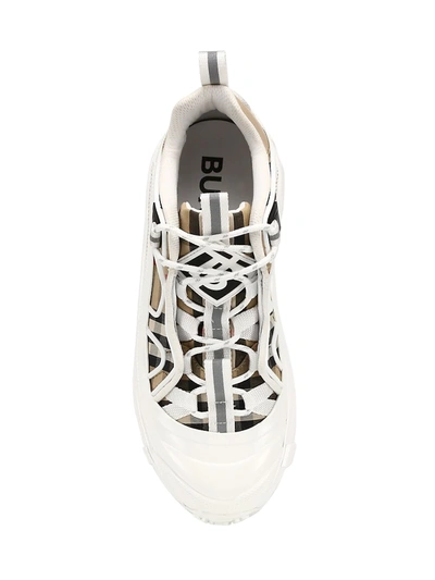Shop Burberry Women's Arthur Vintage Checked Cotton & Leather Low-top Sneakers In Archive Beige