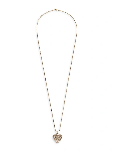 Shop Jennifer Behr Women's Kama Goldtone Crystal Heart Necklace In Crystal Antique Gold