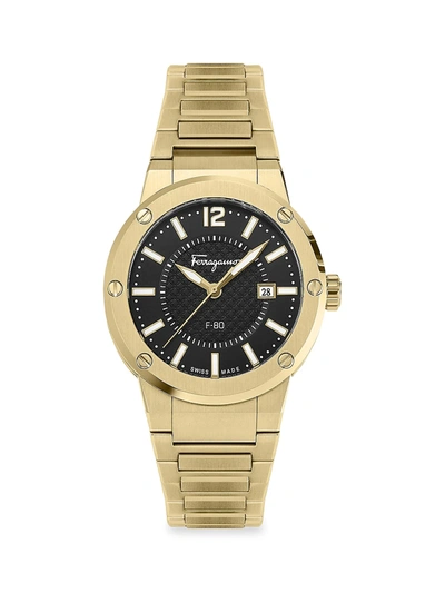 Shop Ferragamo Men's F-80 Yellow Gold Bracelet Watch