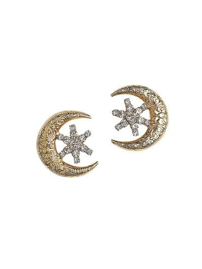 Shop Jennifer Behr Callisto Goldtone Crystal Stud Earrings In Crystal Antique Gold
