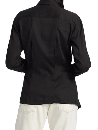 Shop Frame Women's Arie Linen-blend Shirt In Noir