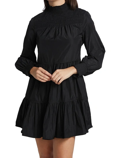 Shop Veronica Beard Women's Vigore Smocked High-neck Dress In Black