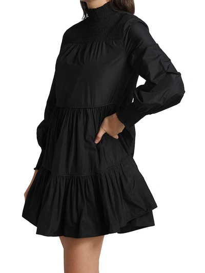 Shop Veronica Beard Women's Vigore Smocked High-neck Dress In Black