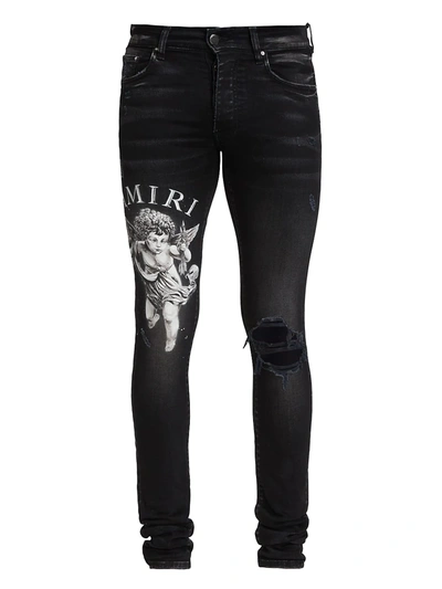 Shop Amiri Men's Cherub Skinny-fit Jeans In Aged Black