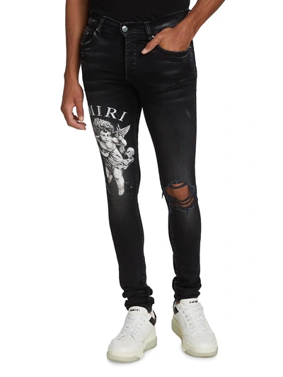 Shop Amiri Men's Cherub Skinny-fit Jeans In Aged Black
