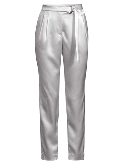 Shop Milly Tatum Hammered Satin Pants In Silver