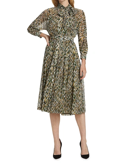 Teri Jon By Rickie Freeman Georgette Printed Chiffon Dress In Green Multi |  ModeSens