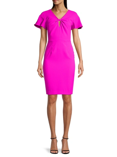 Shop Black Halo Women's Abanna Sheath Dress In Vibrant Pink