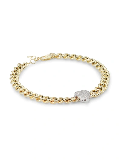 Shop Meira T 14k Yellow Gold & Diamond Heart Charm Bracelet