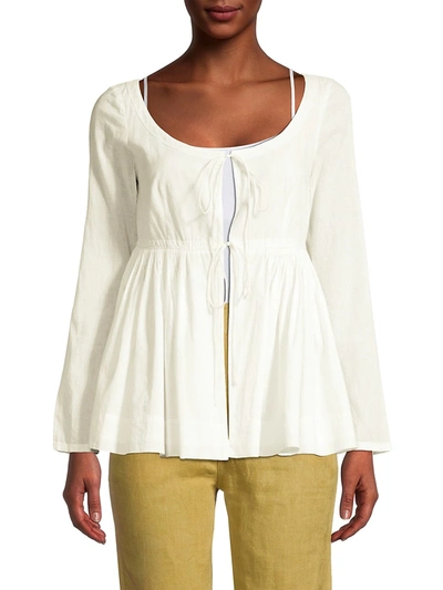 Shop Rebecca Taylor Cotton Voile Soft Shirt Jacket In White