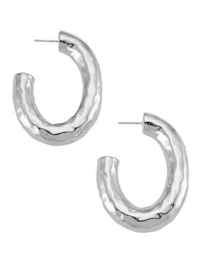 Shop Ippolita Women's 925 Classico Thick Hammered Oval Hoop Earring In Silver