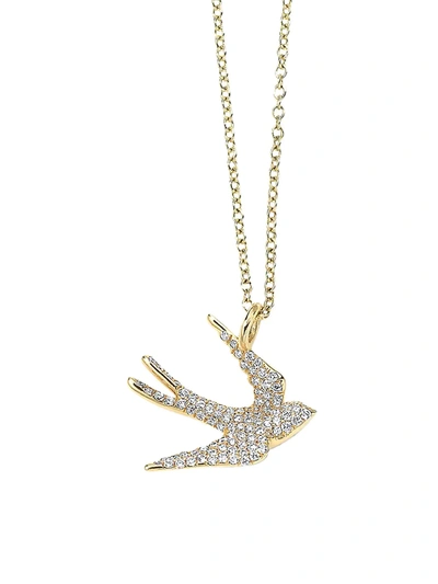 Shop Ippolita Women's Stardust 18k Yellow Gold & Diamond Mini Dove Pendant Necklace