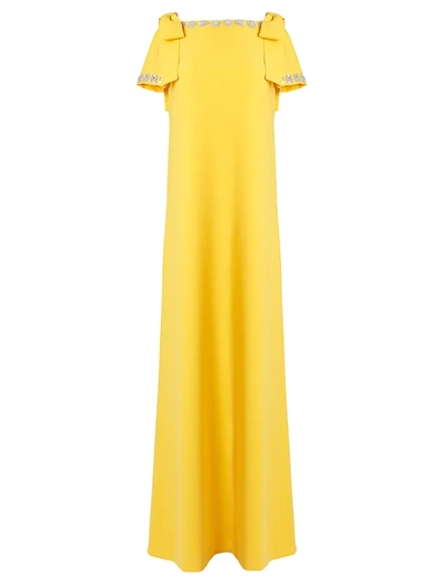 Shop Carolina Herrera Crystal-embellished Column Gown In Taxi Cab Multi