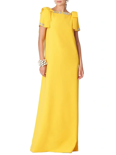 Shop Carolina Herrera Crystal-embellished Column Gown In Taxi Cab Multi