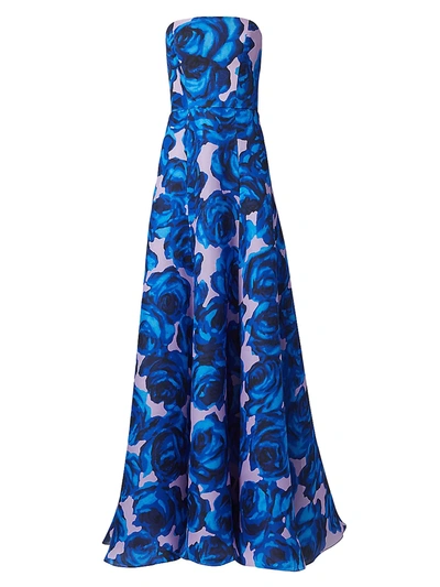 Shop Carolina Herrera Women's Strapless Floral Gown In Lilac Multi