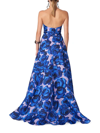 Shop Carolina Herrera Women's Strapless Floral Gown In Lilac Multi