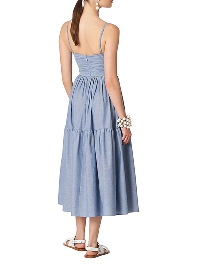 Shop Carolina Herrera Women's Ruched Waist Fit-&-flare Dress In Blue