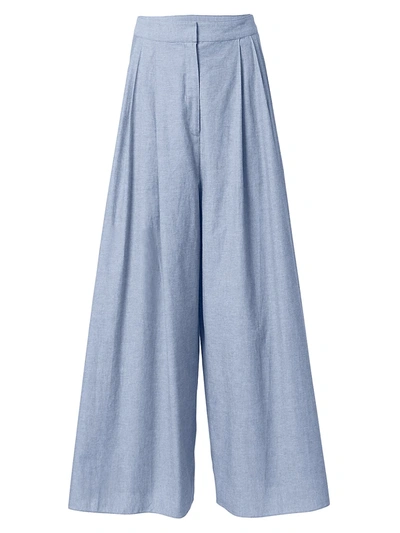 Shop Carolina Herrera Women's Wide-leg Crop Pants In Blue