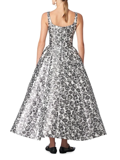 Shop Carolina Herrera Metallic Floral Jacquard Gown In Silver Multi