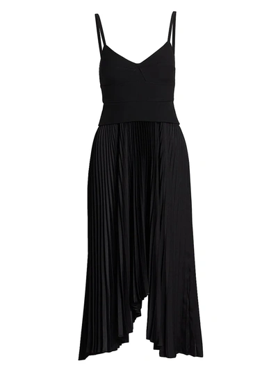 Shop A.l.c Women's Gwen Pleated Midi Dress In Black Black