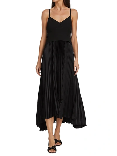 Shop A.l.c Women's Gwen Pleated Midi Dress In Black Black