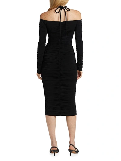 Shop A.l.c Avery Ruched Halter Dress In Black