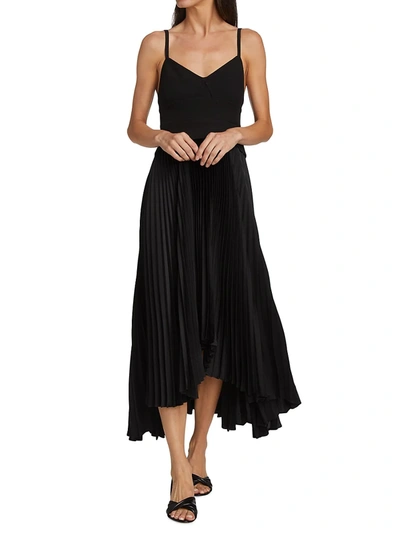 Shop A.l.c Women's Gwen Pleated Midi Dress In Black Black