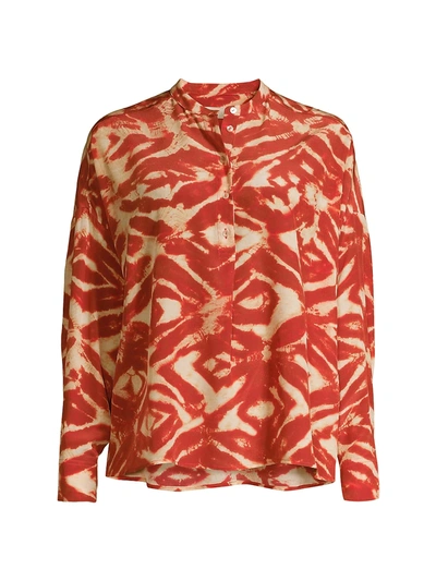 Shop Momoní Women's Bergerac Silk Printed Shirt In Panna Rosso